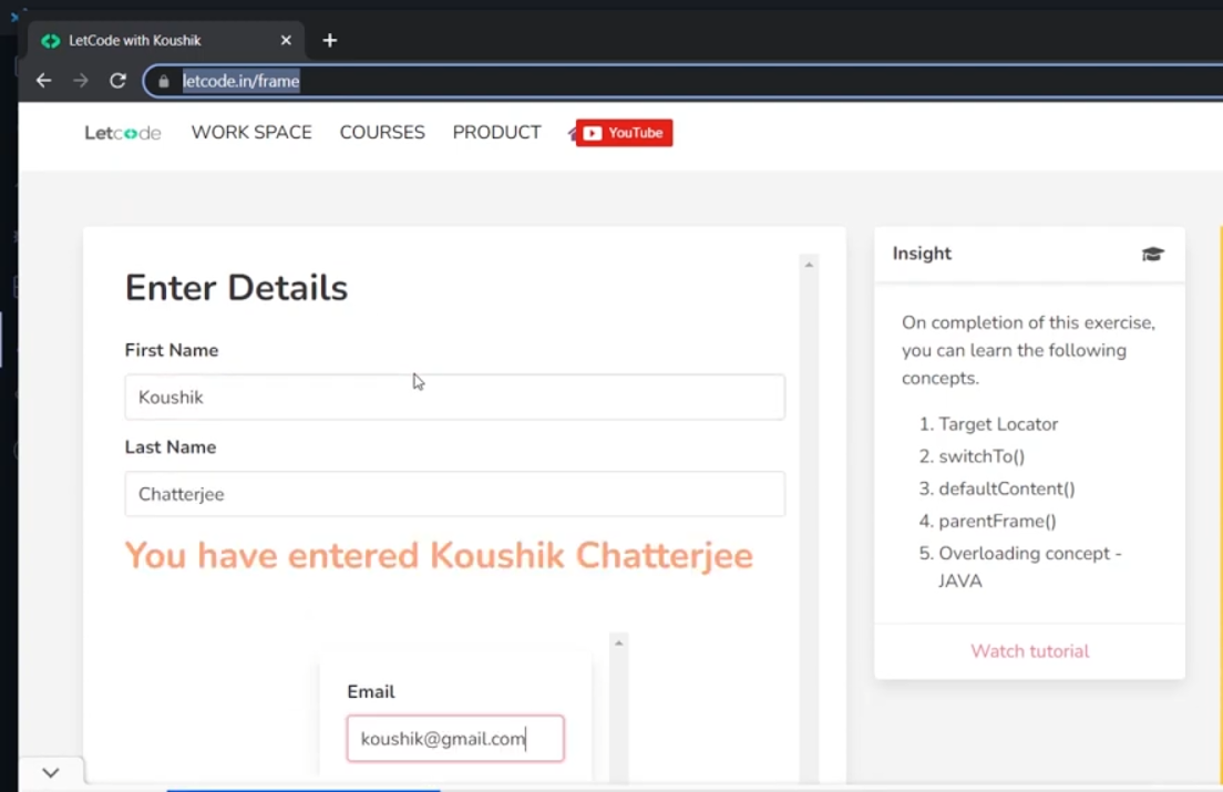 frame result frame result