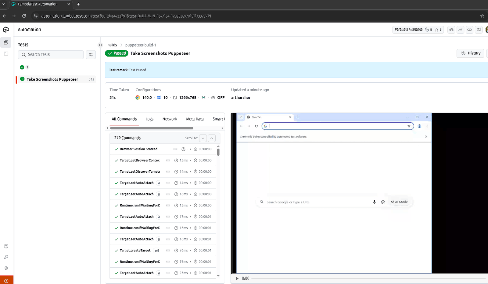 LambdaTest dashboard LambdaTest dashboard