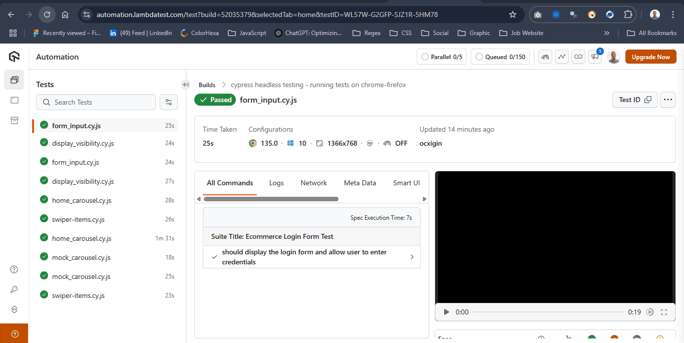 LambdaTest Cypress Test Execution