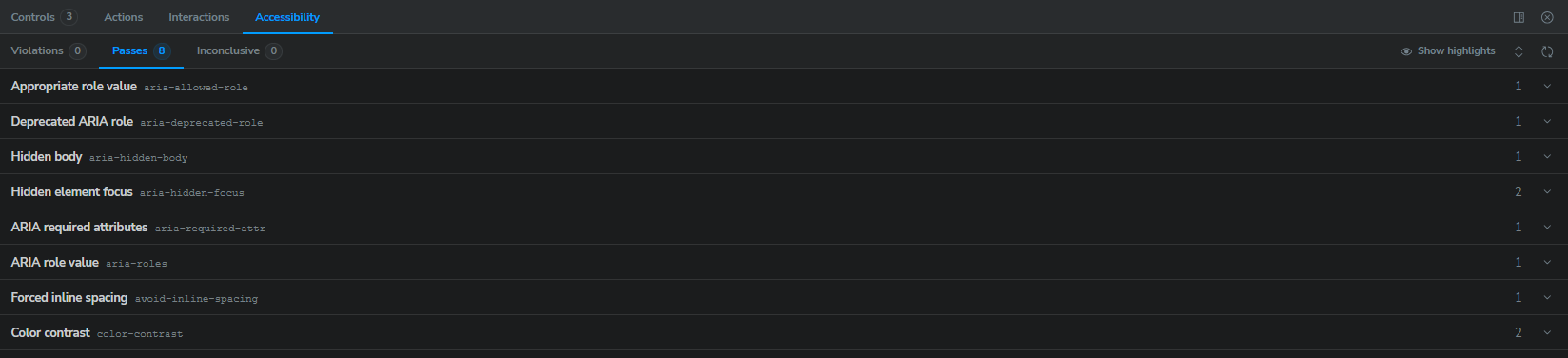 Storybook Accessibility Tab Storybook Accessibility Tab