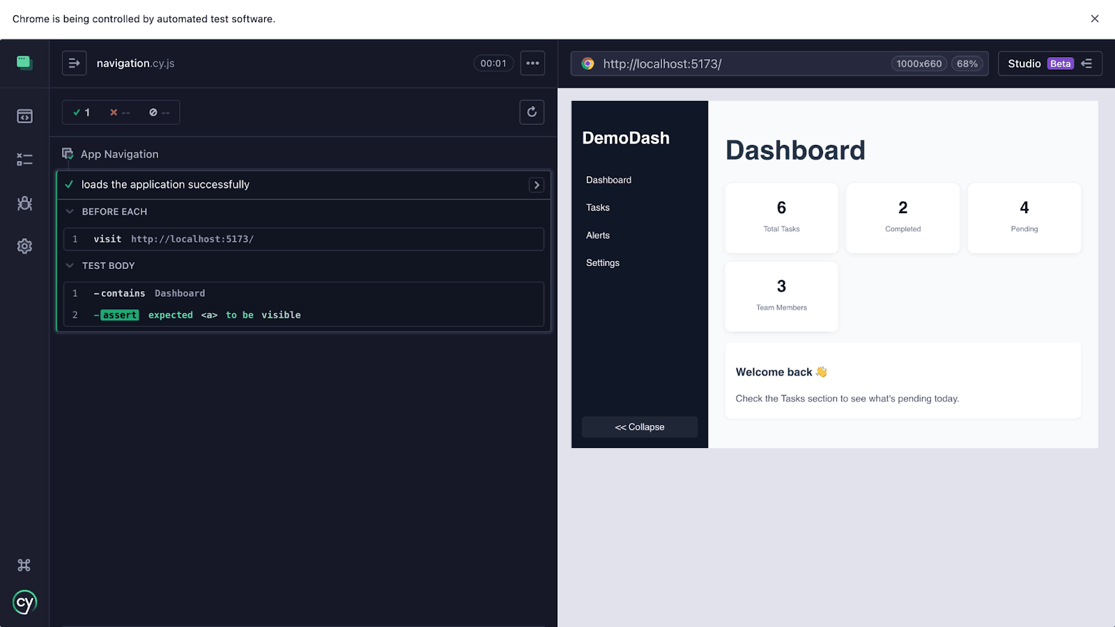 Cypress LocaL Demo Dashboard Run