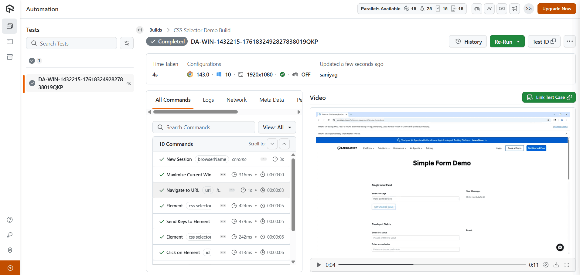 lambdatest-samplelogin-exeution