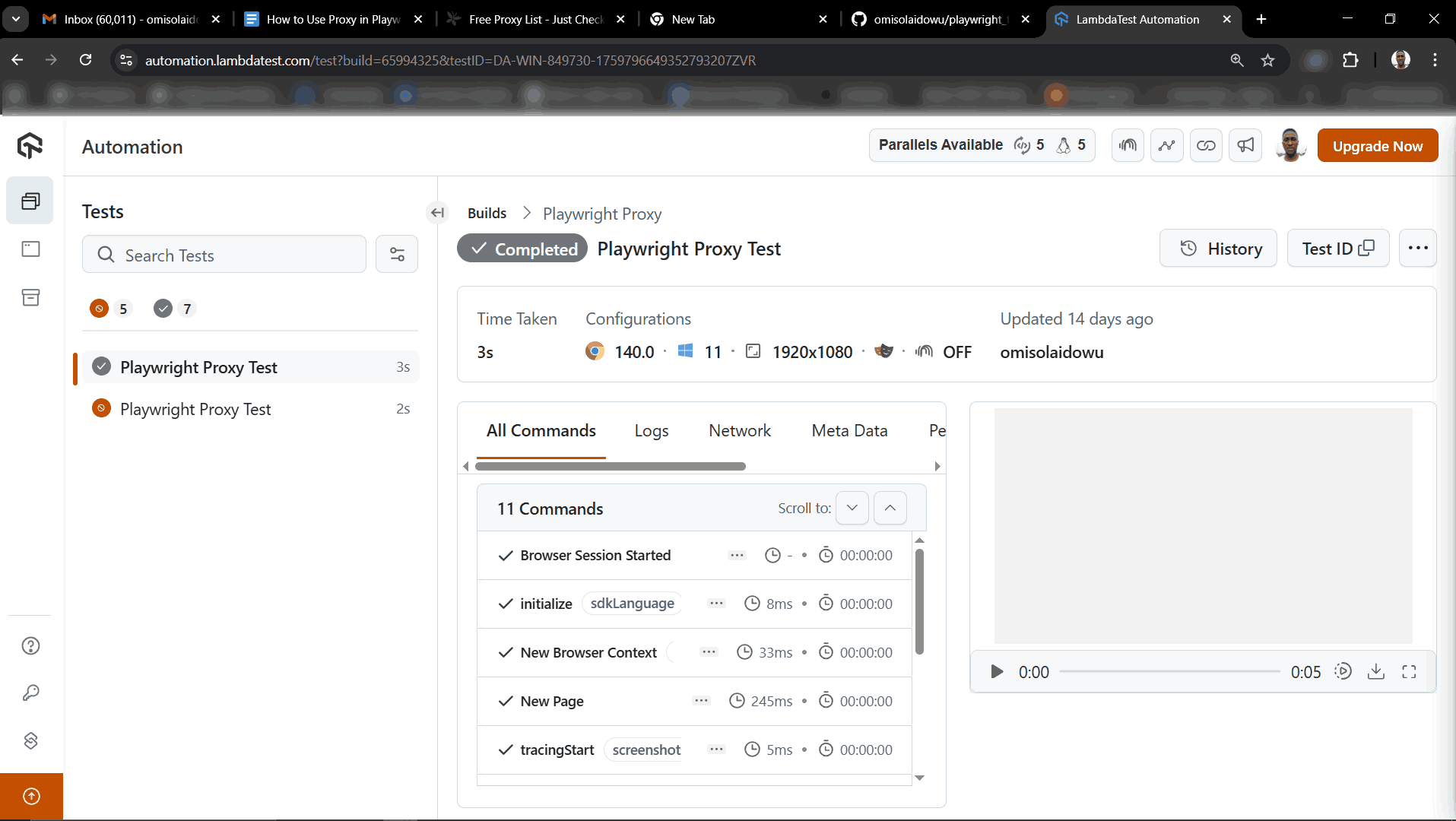 test execution for each-browser