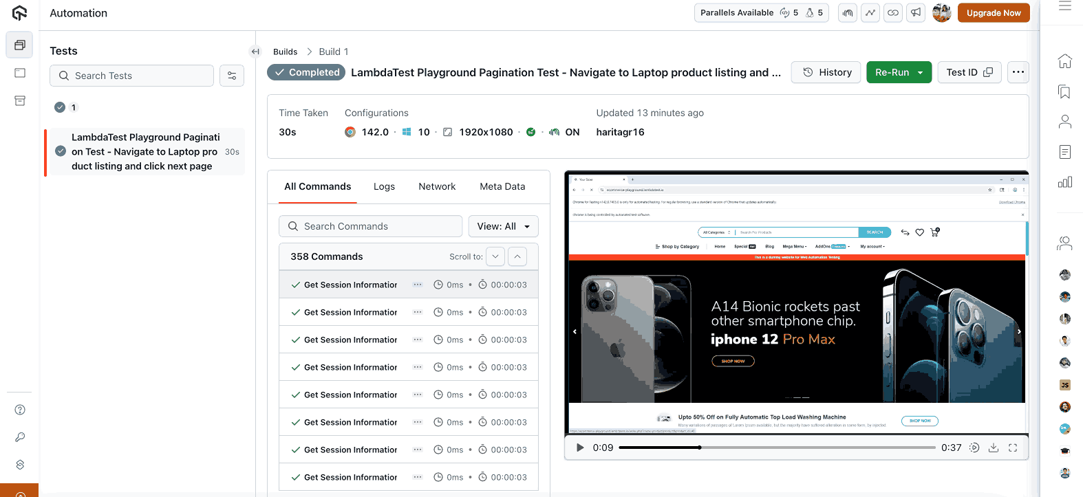 lambdatest test result lambdatest test result