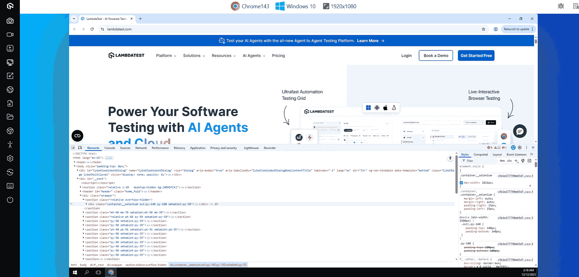 LambdaTest Live Web Debugging