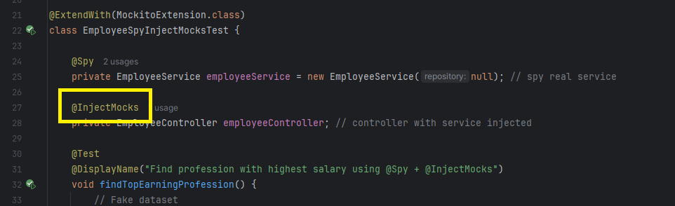 mockito spy injectmock