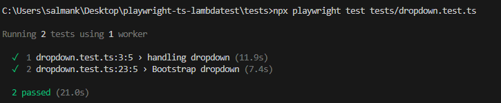 Playwright Tests for Dropdowns