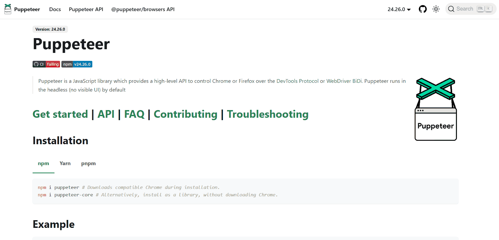 puppeteer home page puppeteer home page