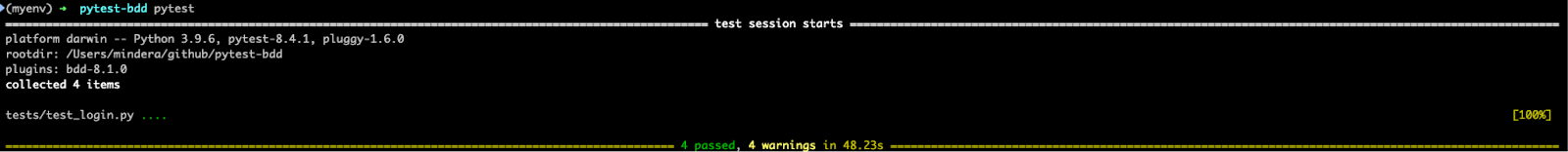 Pytest Local Terminal Result