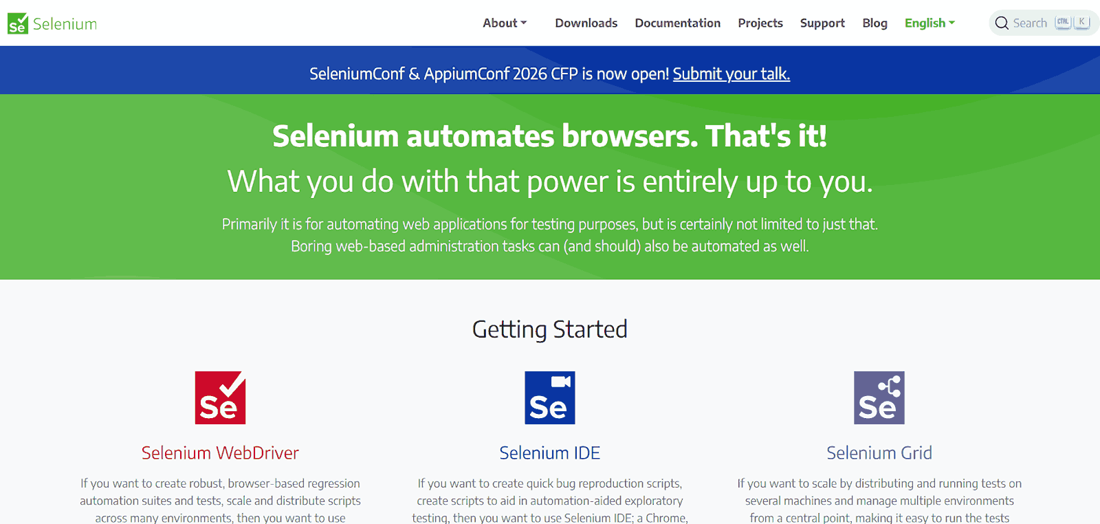 Selenium home page Selenium home page