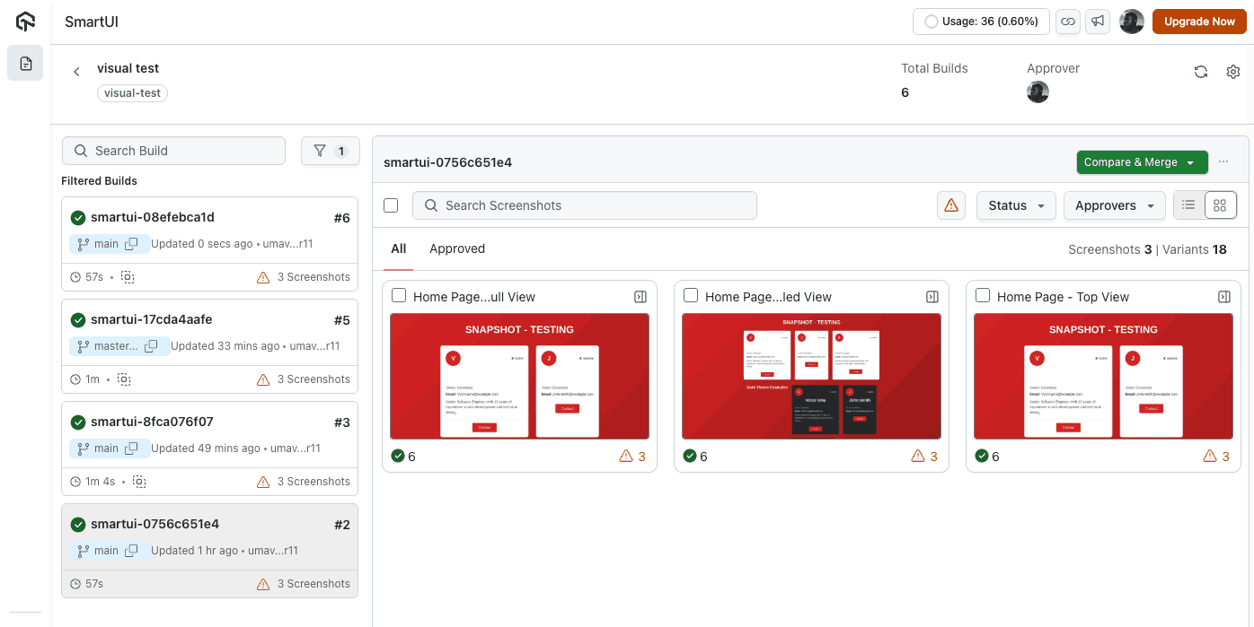 Snapshot LambdaTest Execution Snapshot LambdaTest Execution