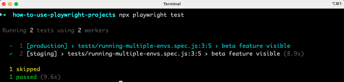 test execution on staging skipping production