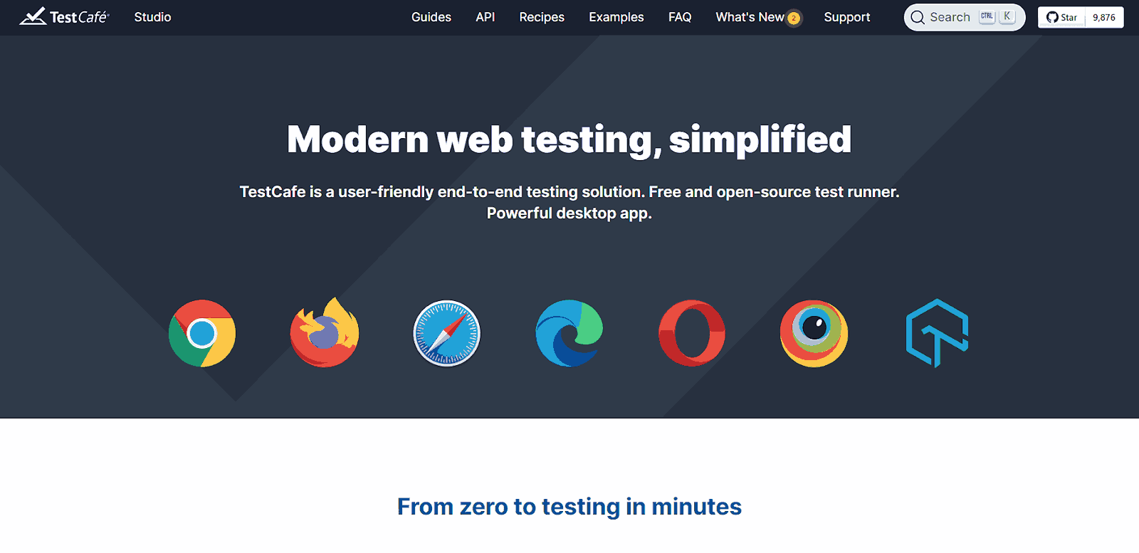 testcafe home page testcafe home page