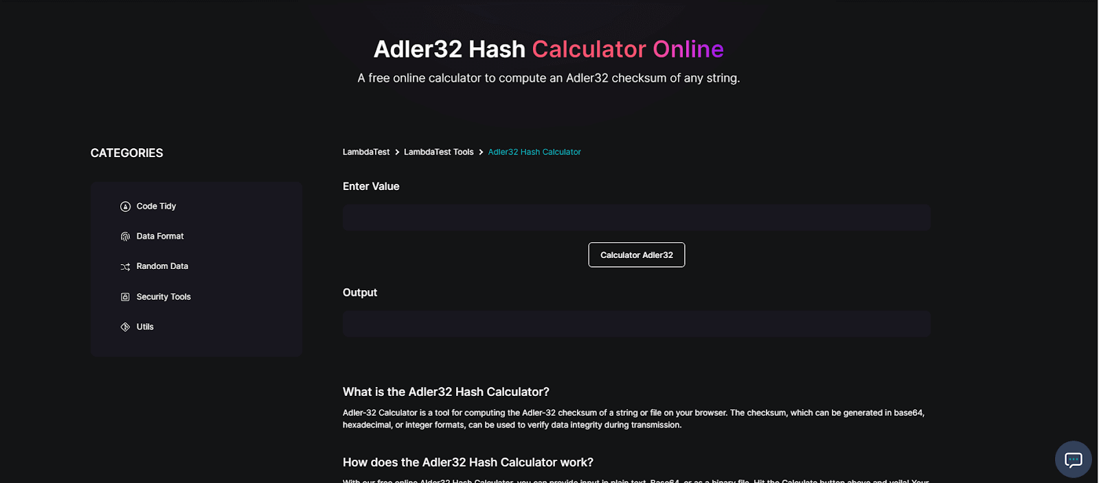 Adler32 Hash Calculator
