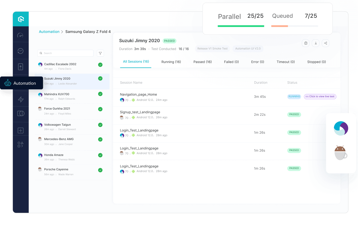 Automation Testing on Galaxy z fold4