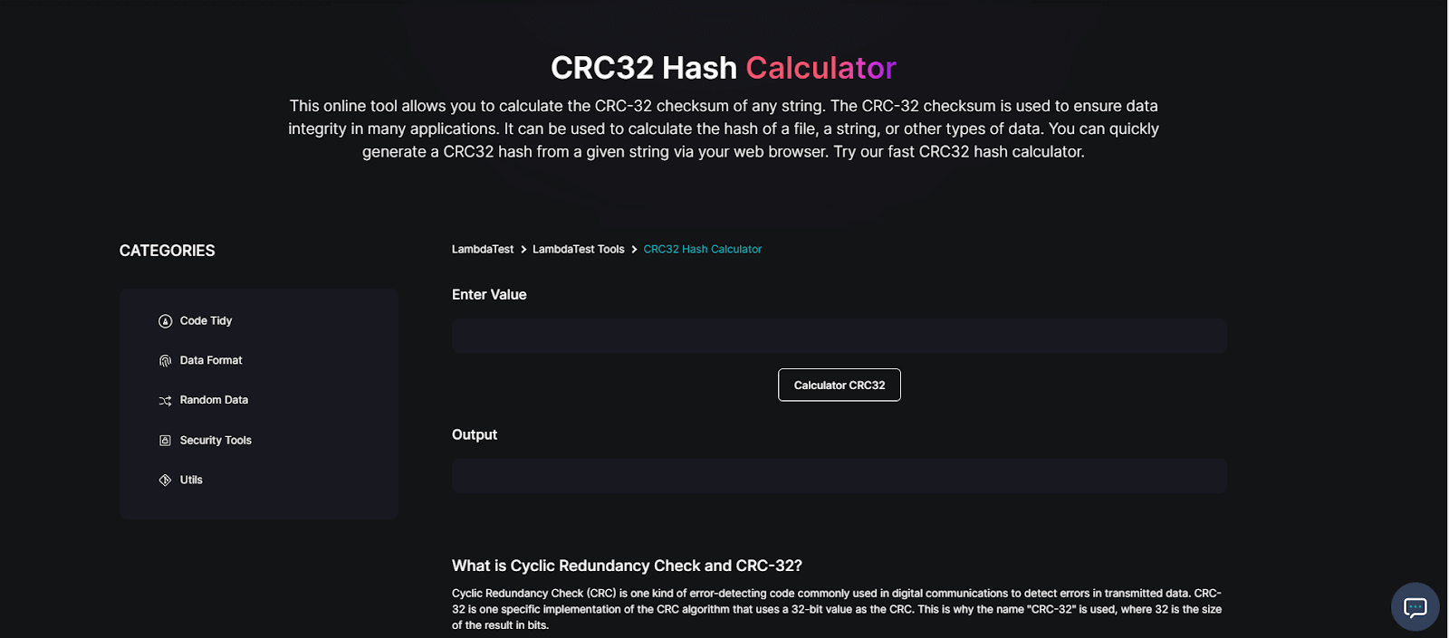 CRC32 Hash Calculator