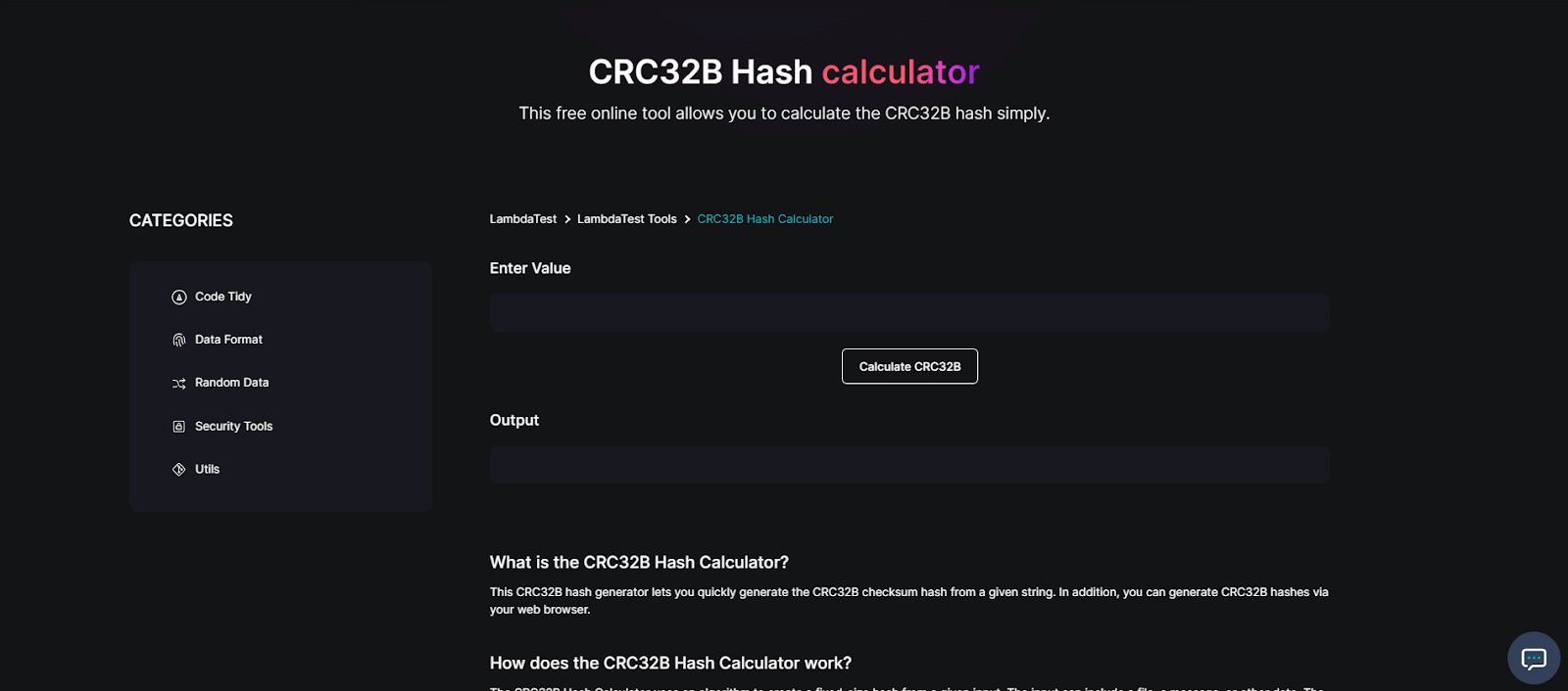 CRC32B Hash Calculator