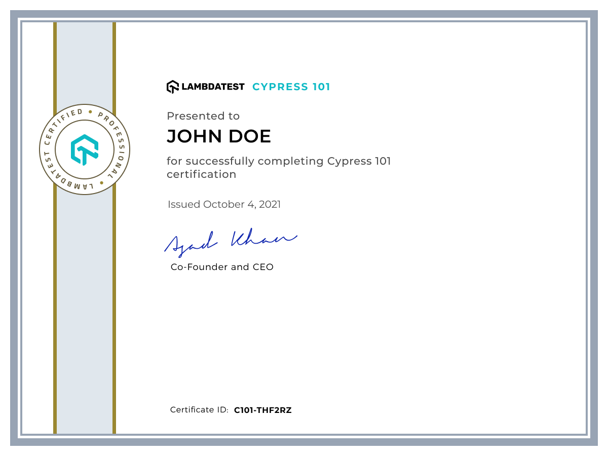 Cypress 101 LambdaTest Certification