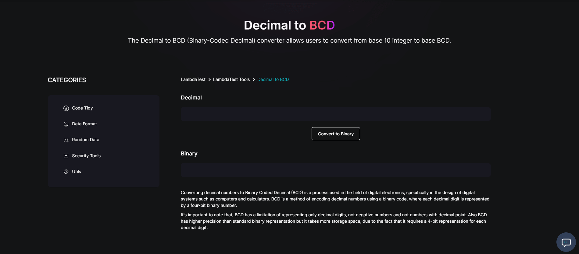 Decimal to BCD free tool