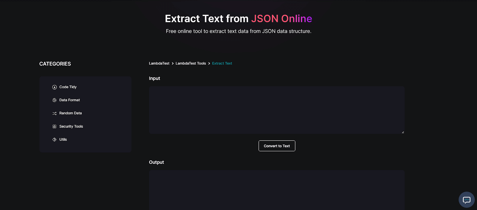 extract text from json online