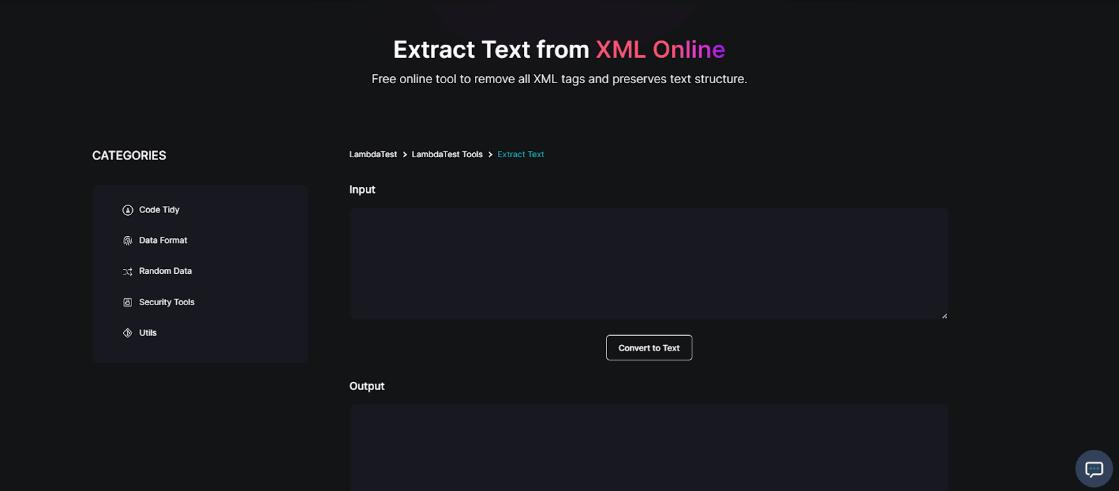 extract text from xml online