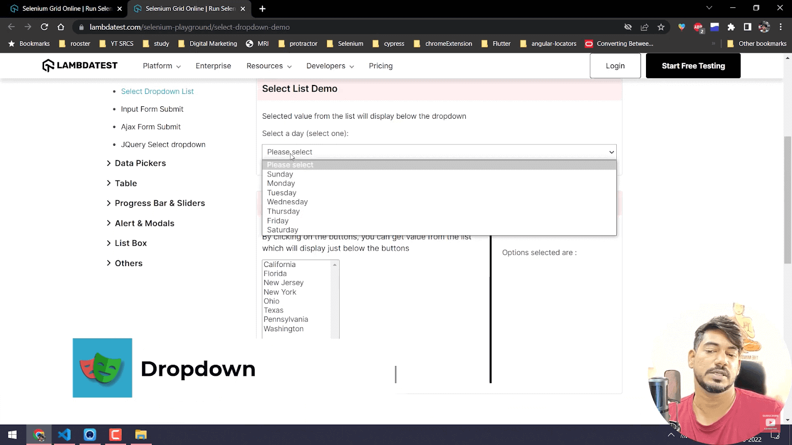 handling single select dropdown in playwright