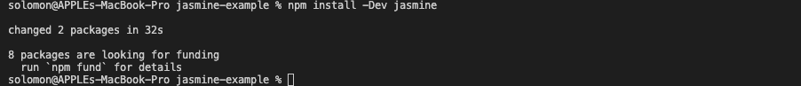 npm install â€“Dev jasmine