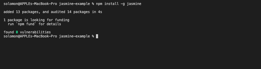 npm install -g jasmine