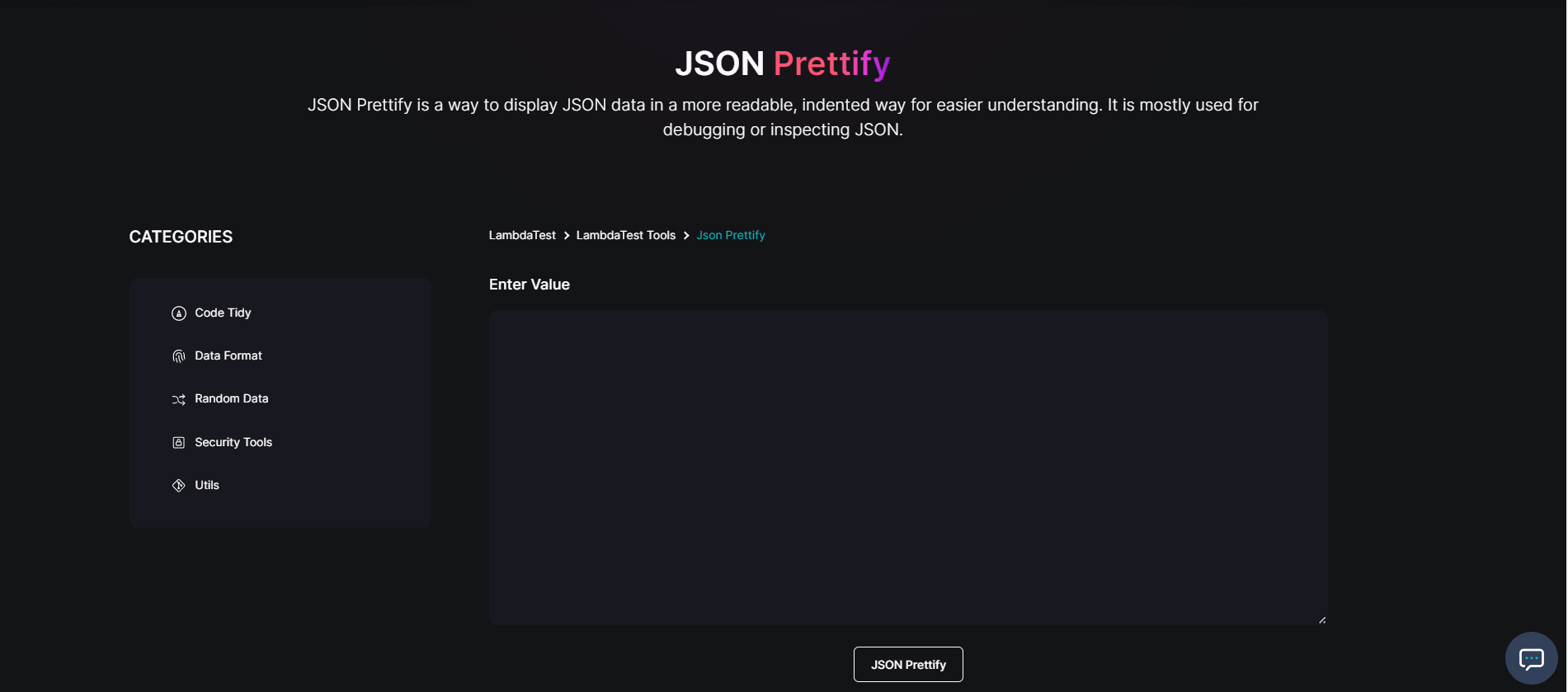 JSON Prettify free tool