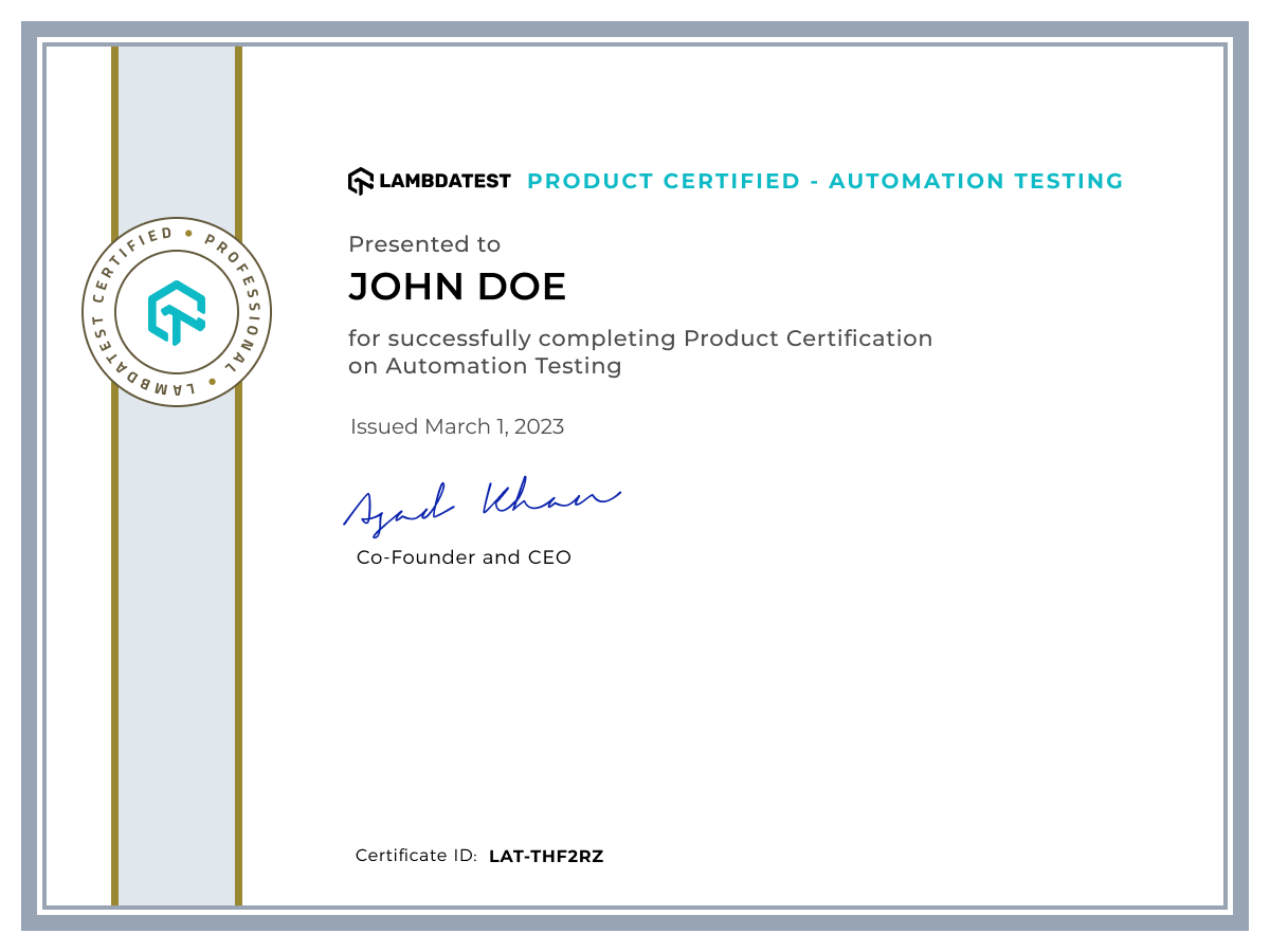 Automation Testing Certification 