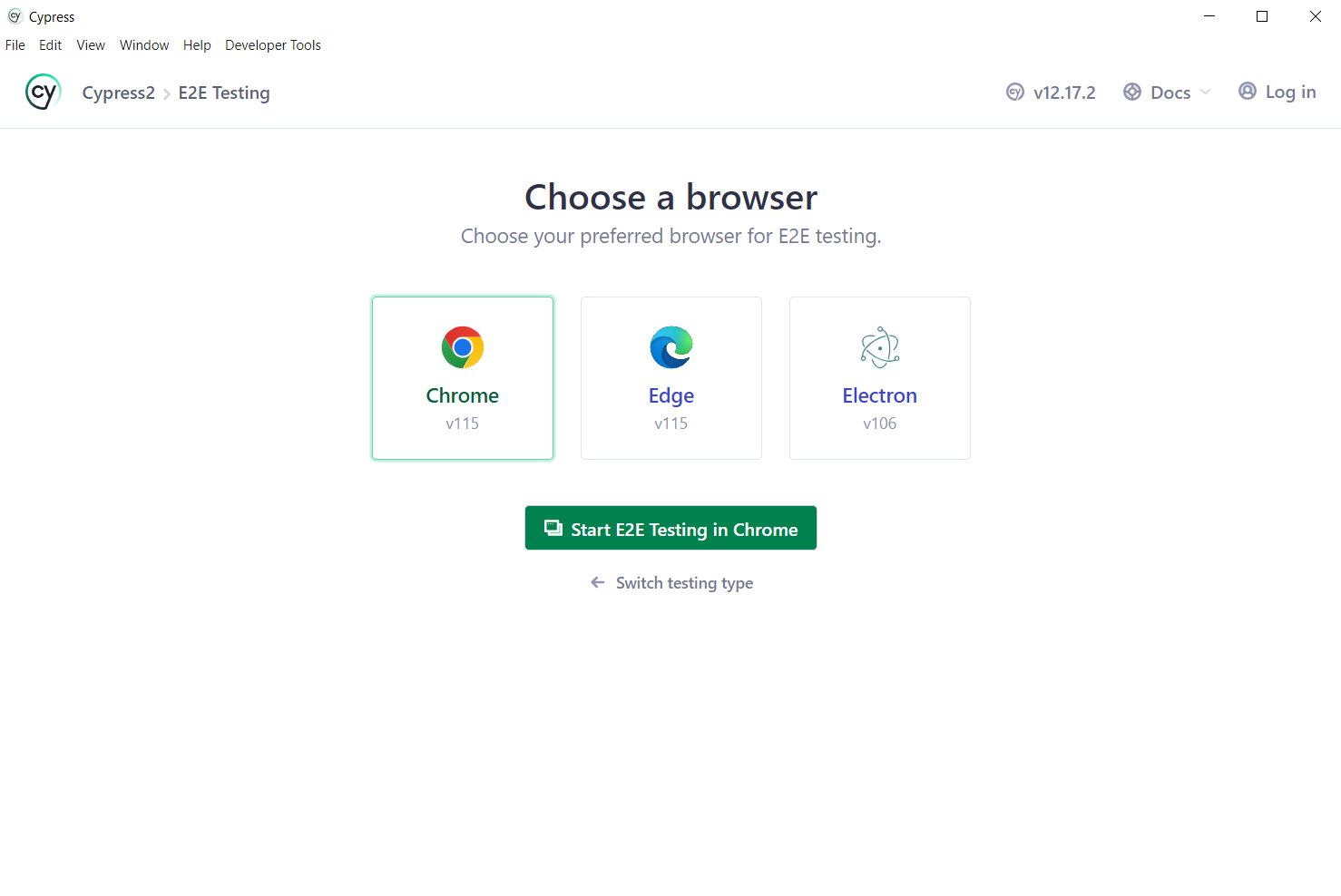  browser for E2E testing and
