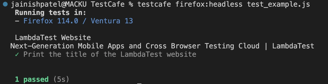 Browser using TestCafe
