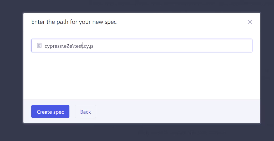 click the Create spec button
