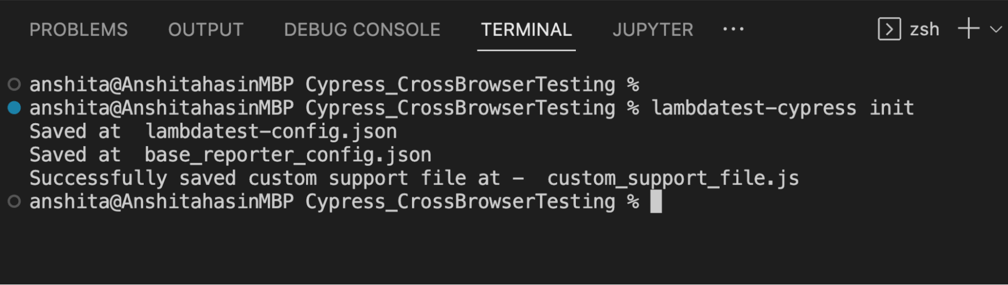 Cross Browser Testing With Cypress lambdatest-cypress init