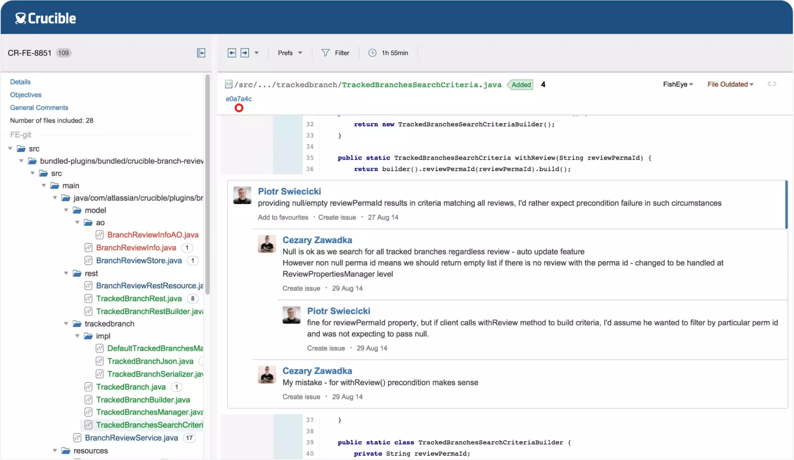 Crucible, from Atlassian, is a lightweight code review