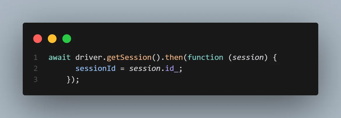  getSession() that returns a promise for a session is created