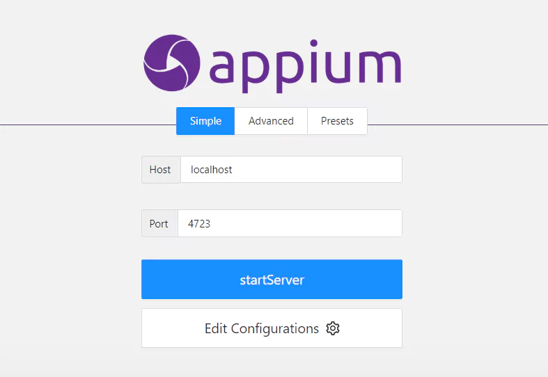 Open the Appium desktop app