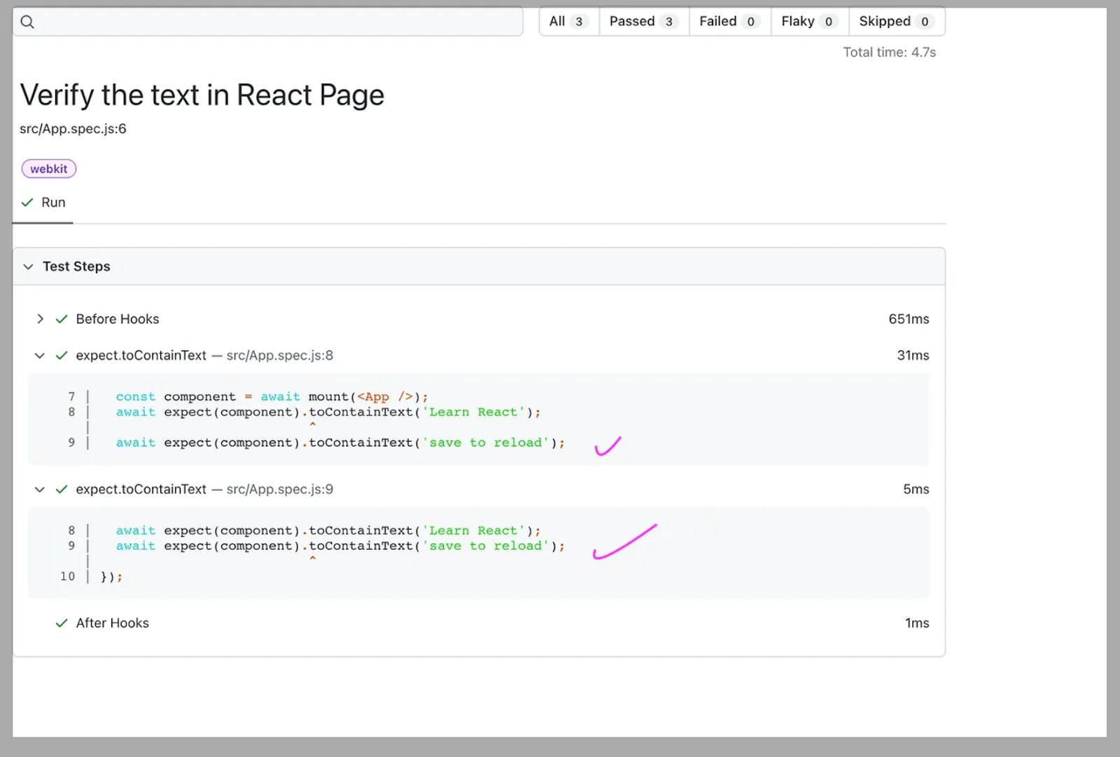 React test components. React test components