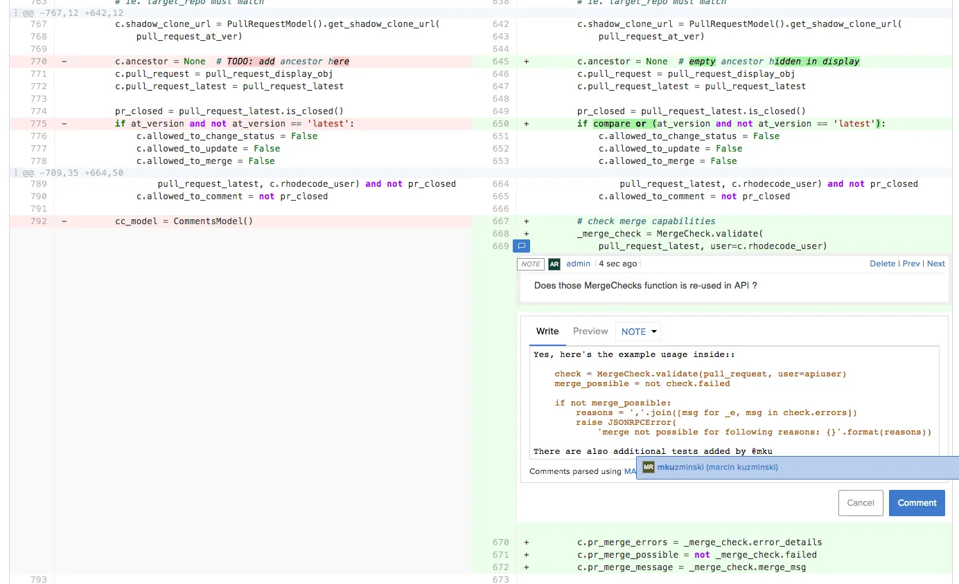 Rhodecode is a web-based code review tool