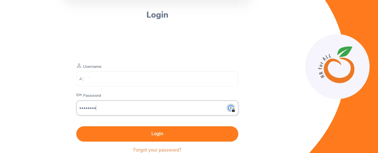 Screenshot demonstrating successful login to the HRM portal