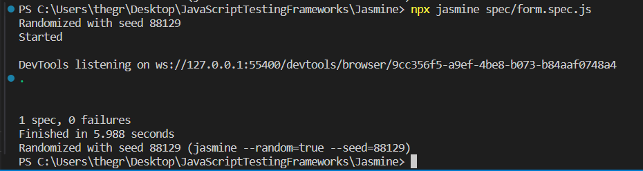 see the results of the tests on the command line