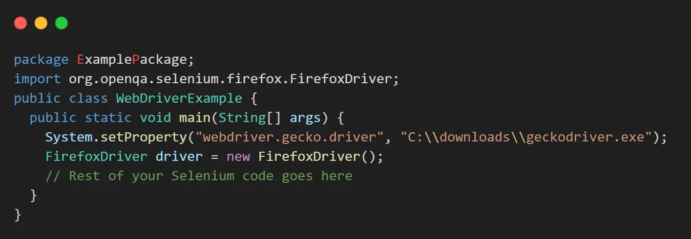 the FirefoxDriver is opened by Selenium