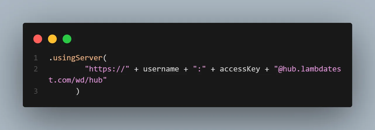 usingServer() method defines the remote URL