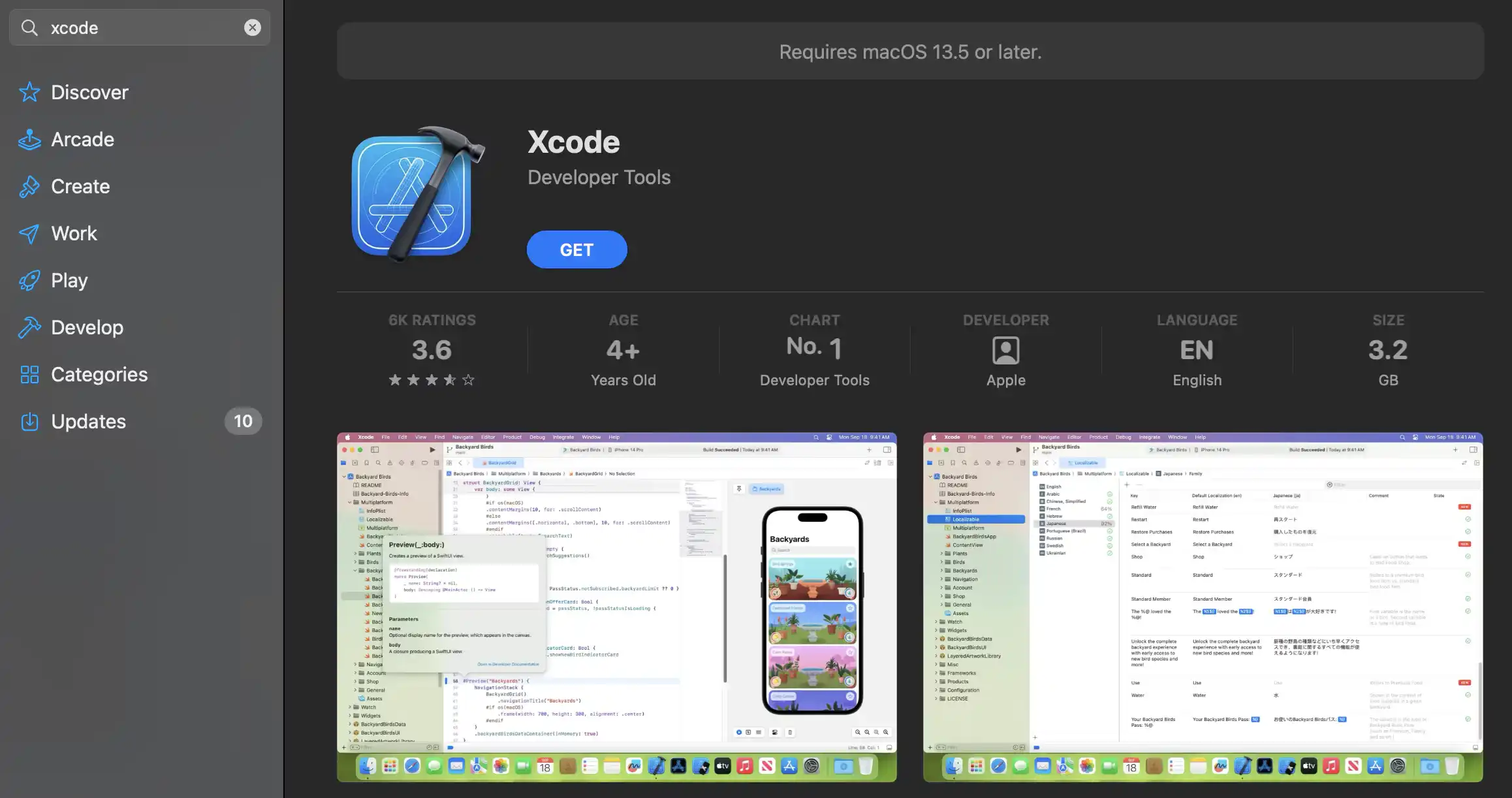 Xcode installer will start downloading