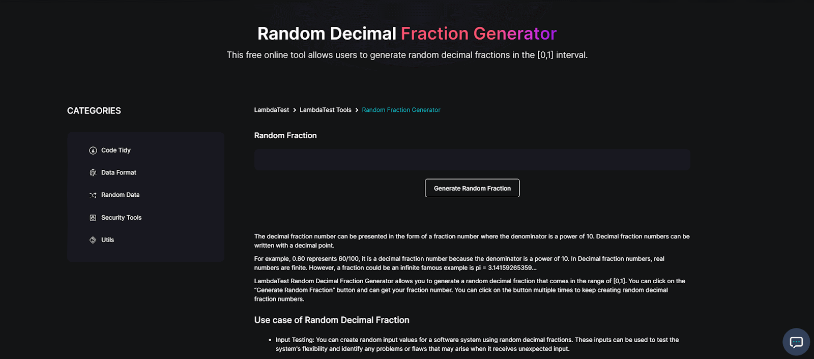 random-decimal-fraction-generator