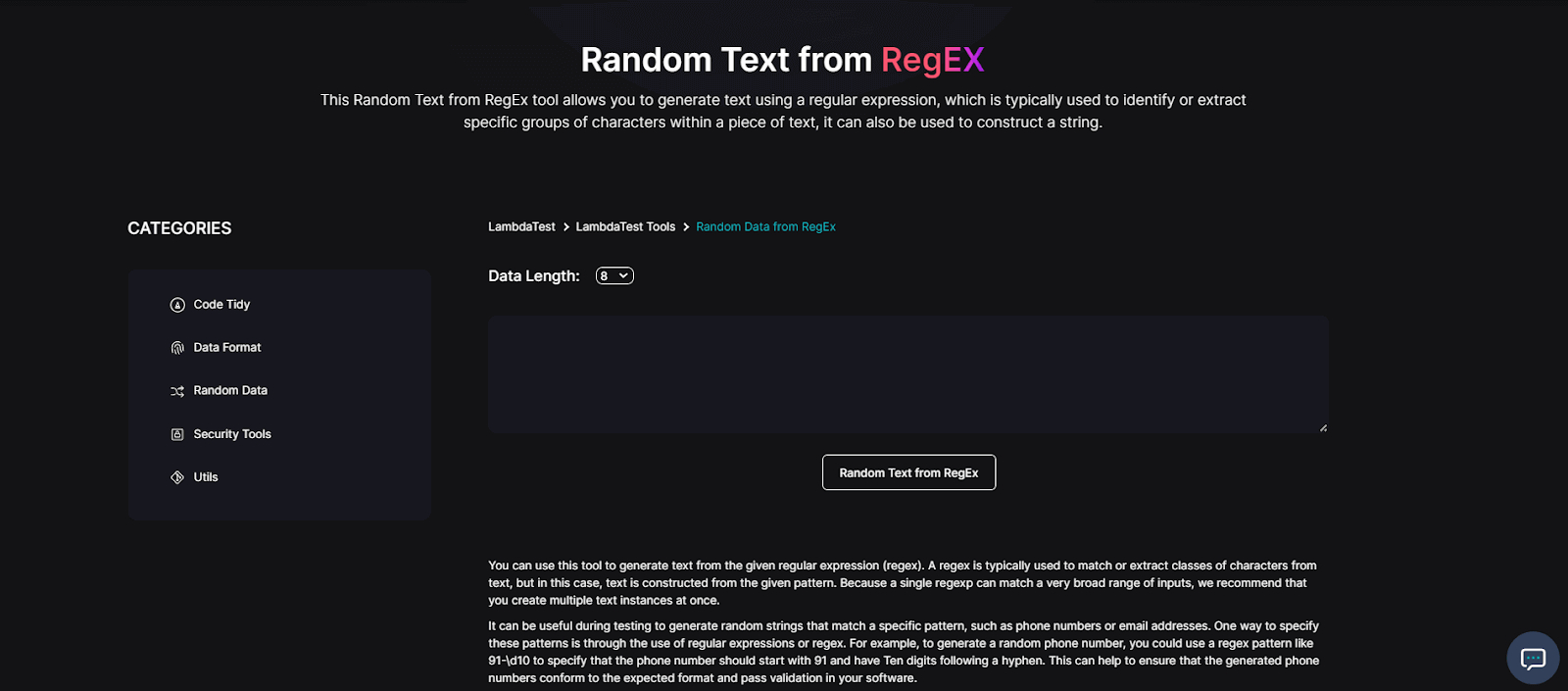 Random Text from RegEx