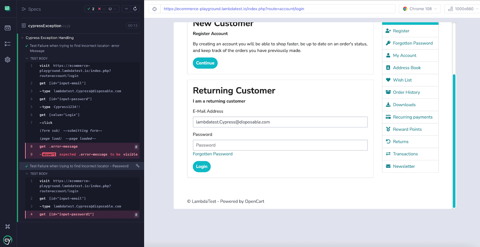 returning customers page