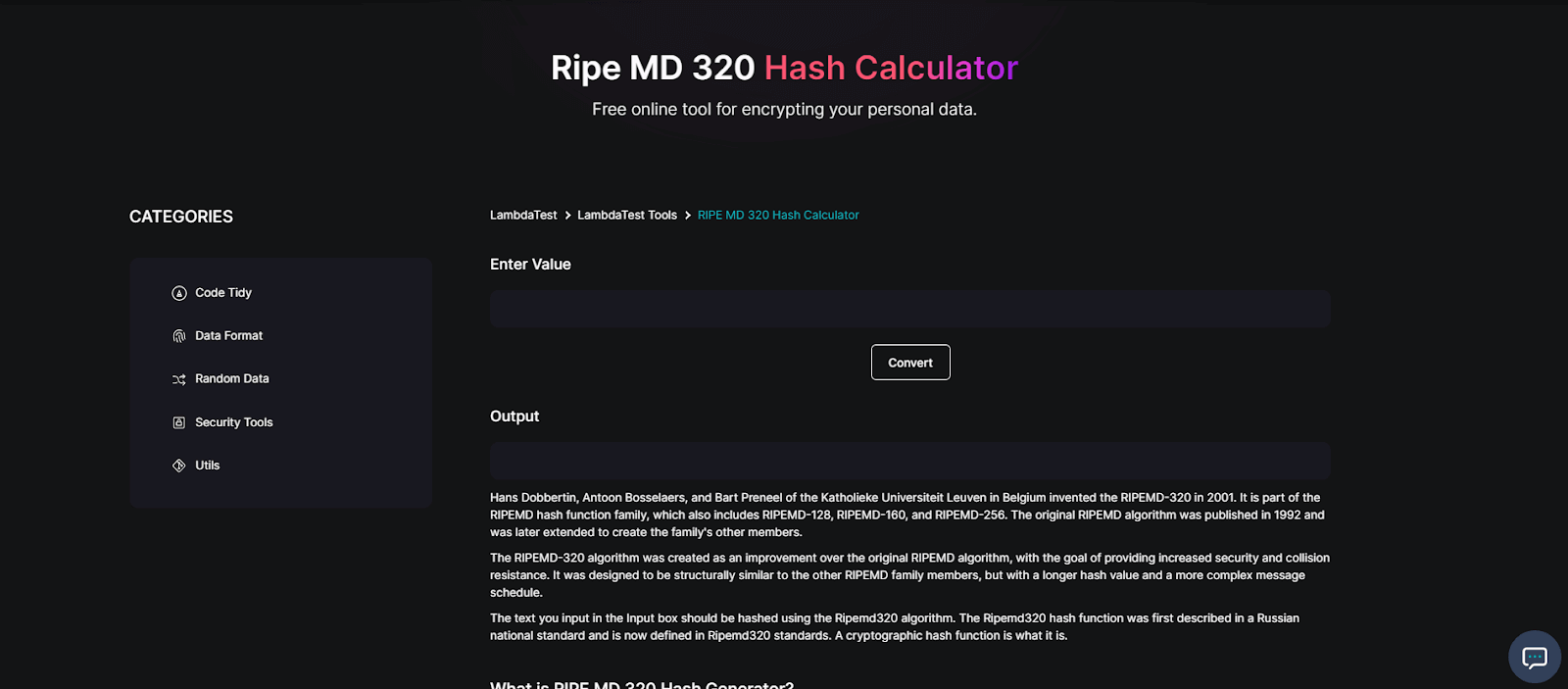 RIPEMD320 Calculator