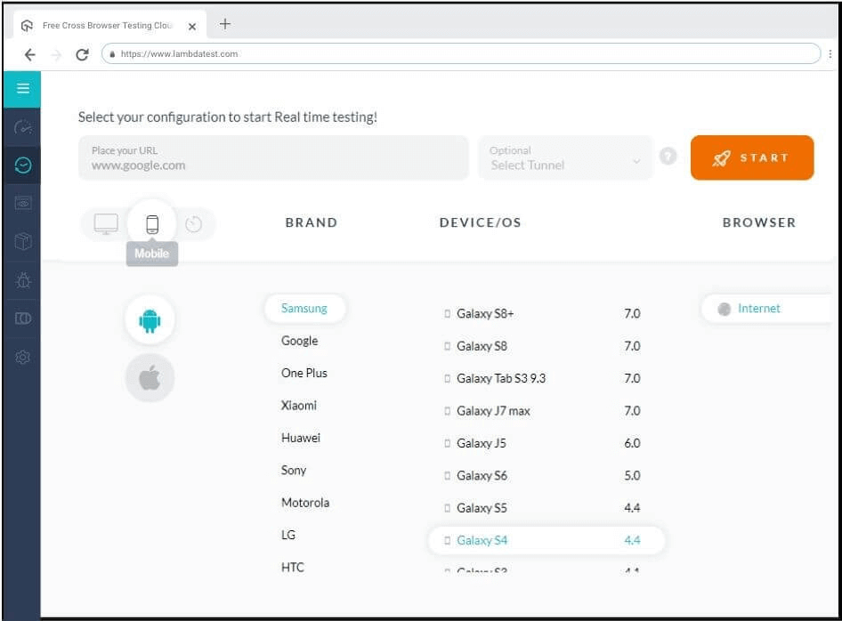 Automated testing on Samsung Galaxy S8