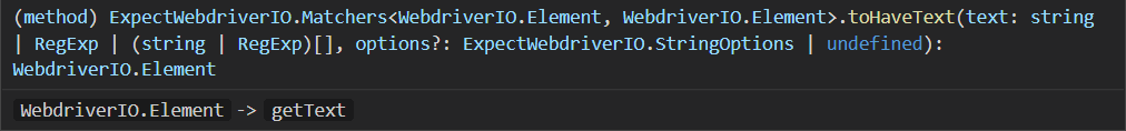 toHaveText Parameters